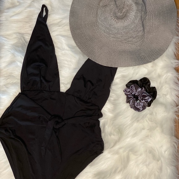 Black V-Neck Swimsuit - Picture 1 of 4